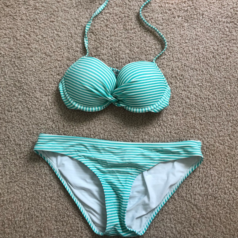 aerie striped bikini top & bottoms